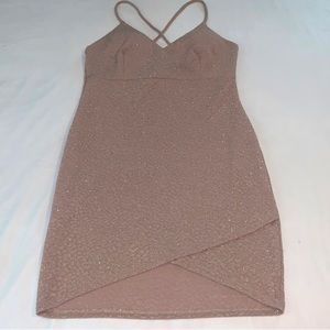 Windsor Taupe Textured Sparkle Mini Dress Large